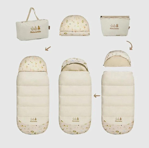 Спальник детский с капюшоном Naturehike B180 CNH22SD001, бежевый 78125 фото
