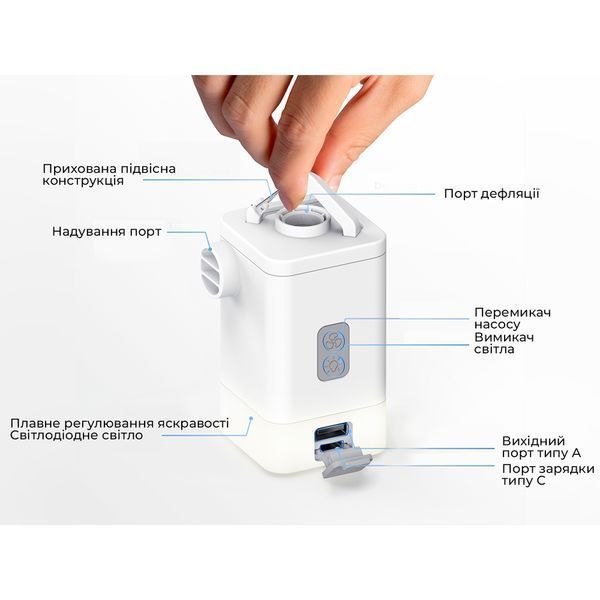Насос-фонарь-powerbank кемпинговый Flextail Max Pump 2 Plus, белый 78471 фото