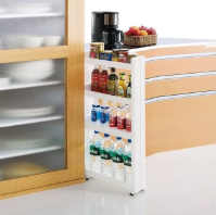 Полиця-органайзер чотирьохярусна на колесах пластикова, 49,5*14*101см 77639 фото
