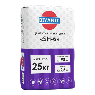 Цементная штукатурка "SH-6", 25кг BIYANIT 77006 фото