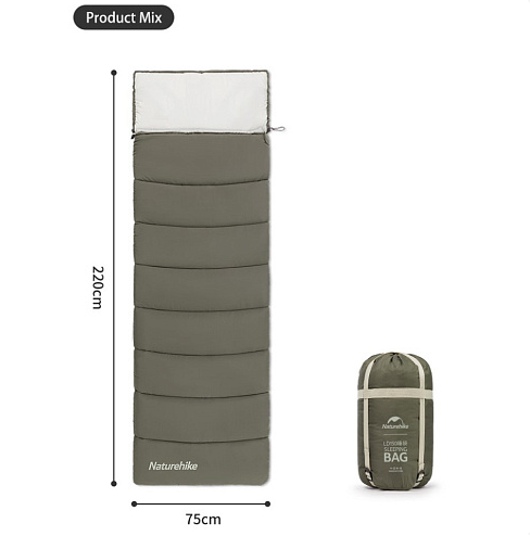 Спальник с капюшоном Naturehike LD350 CNK2300SD016, темно-зеленый 78126 фото