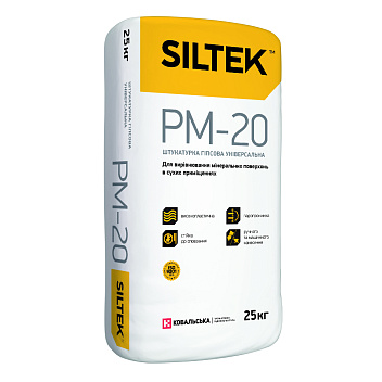 Штукатурка Siltek PМ-20 гипсовая универсальная, 25 кг 77009 фото