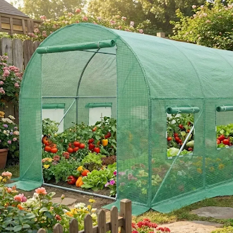 Садовая теплица 36 м&sup2; (12 х 3 х 2 м) с армированной пленкой 140 г/м&sup2; UV4, с окнами, труба 25 мм, Зеленая 78394 фото