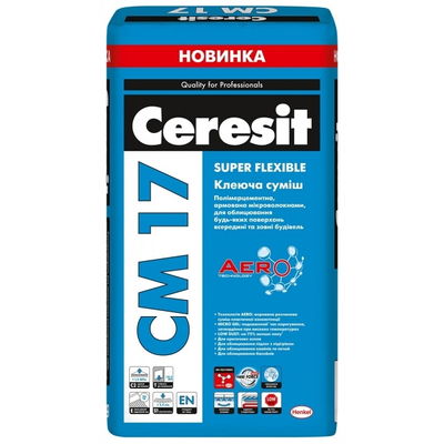 Клей для плитки CERESIT СМ 17 Aero Super Flexible 25кг 77120 фото