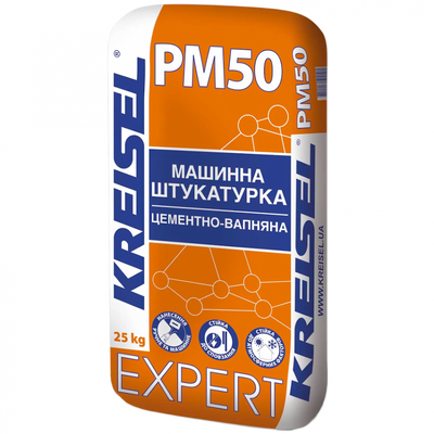 PM50 EXPERT Машинна штукатурка цементно-вапняна, 8-25 мм (25 кг) 77019 фото