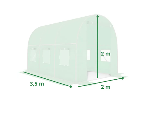 Садовая теплица 7 м&sup2; (3,5&times;2&times;2 м) с окнами, армированная пленка UV-4, Зеленая 78348 фото