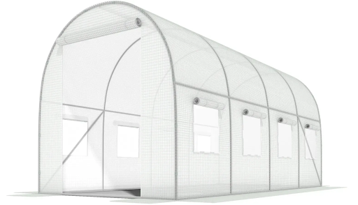 Садовая теплица 10 м&sup2; (4 х 2,5 х 2 м) с армированной пленкой UV-4, с окнами, Белая 78349 фото