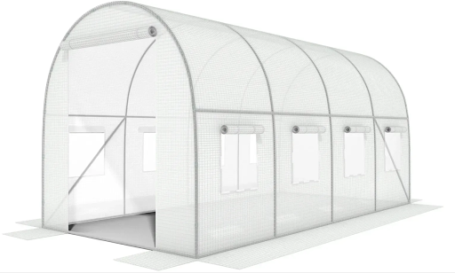 Садовая теплица 10 м&sup2; (4 х 2,5 х 2 м) с армированной пленкой UV-4, с окнами, Белая 78349 фото