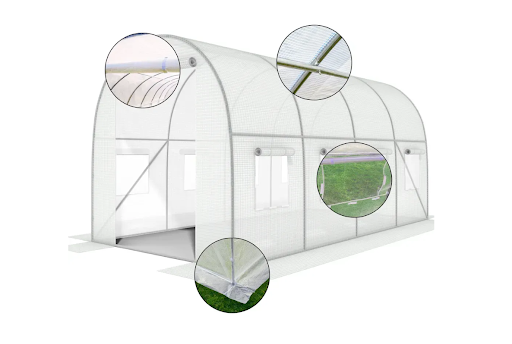 Садовая теплица 10 м&sup2; (4 х 2,5 х 2 м) с армированной пленкой UV-4, с окнами, Белая 78349 фото
