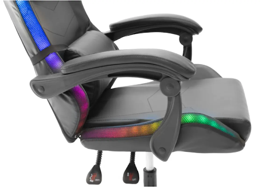 Геймерское кресло Grizzly с RGB LED подсветкой (12 режимов), Чорный 78012 фото