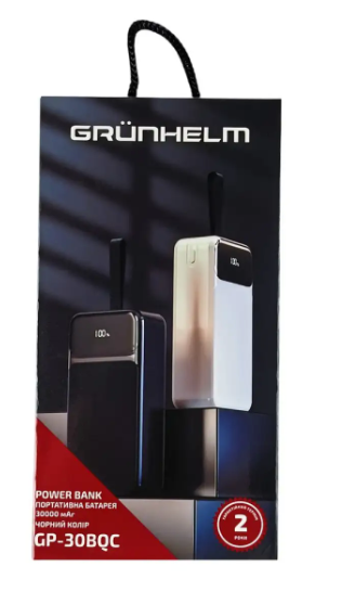 Power Bank &ndash; Портативная батарея 30.000 mAh. черный &ndash; GP-30BQC. быстрая зарядка 22.5W GRUNHELM 78053 фото