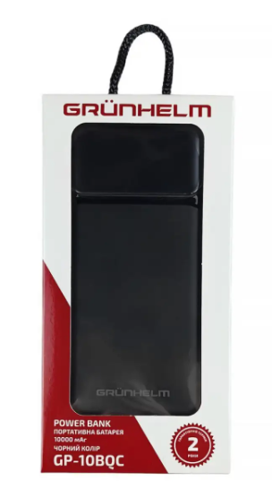 Power Bank - Портативная батарея 10.000 mAh. черный - GP-10BQC быстрая зарядка 22.5W GRUNHELM 78058 фото