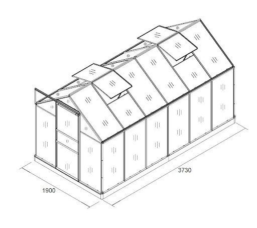 Садовая теплица из поликарбоната 7,22 м&sup2; (3,8 х 1,9 х 1,95 м), Прозрачная 78362 фото