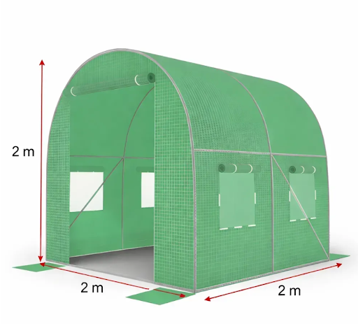Садова теплиця 4 м&sup2; (2 &times; 2 &times; 2 м) з вікнами, армована плівка UV-4, Зелена 78363 фото