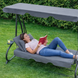 Садова гойдалка - лежак 2в1 "Relax Plus" FunFit 3 місна, з навісом і подушками (Сіра) 78413 фото 7