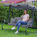Садова гойдалка - лежак 2в1 "Relax Plus" FunFit 3 місна, з навісом і подушками (Сіра) 78413 фото 8