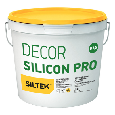 Siltek Decor Silicon Pro силиконовая штукатурка камешковая 1,5 мм, база DC, 25 кг 99903 фото