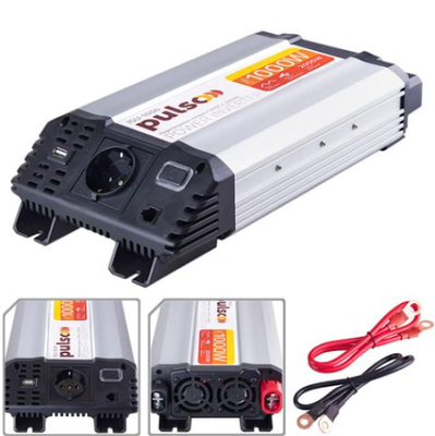 Перетворювач напруги PULSO/ISU-1000/12V-220V/1000W/USB-5VDC2.0A/син.хвиля/клеми 77903 фото